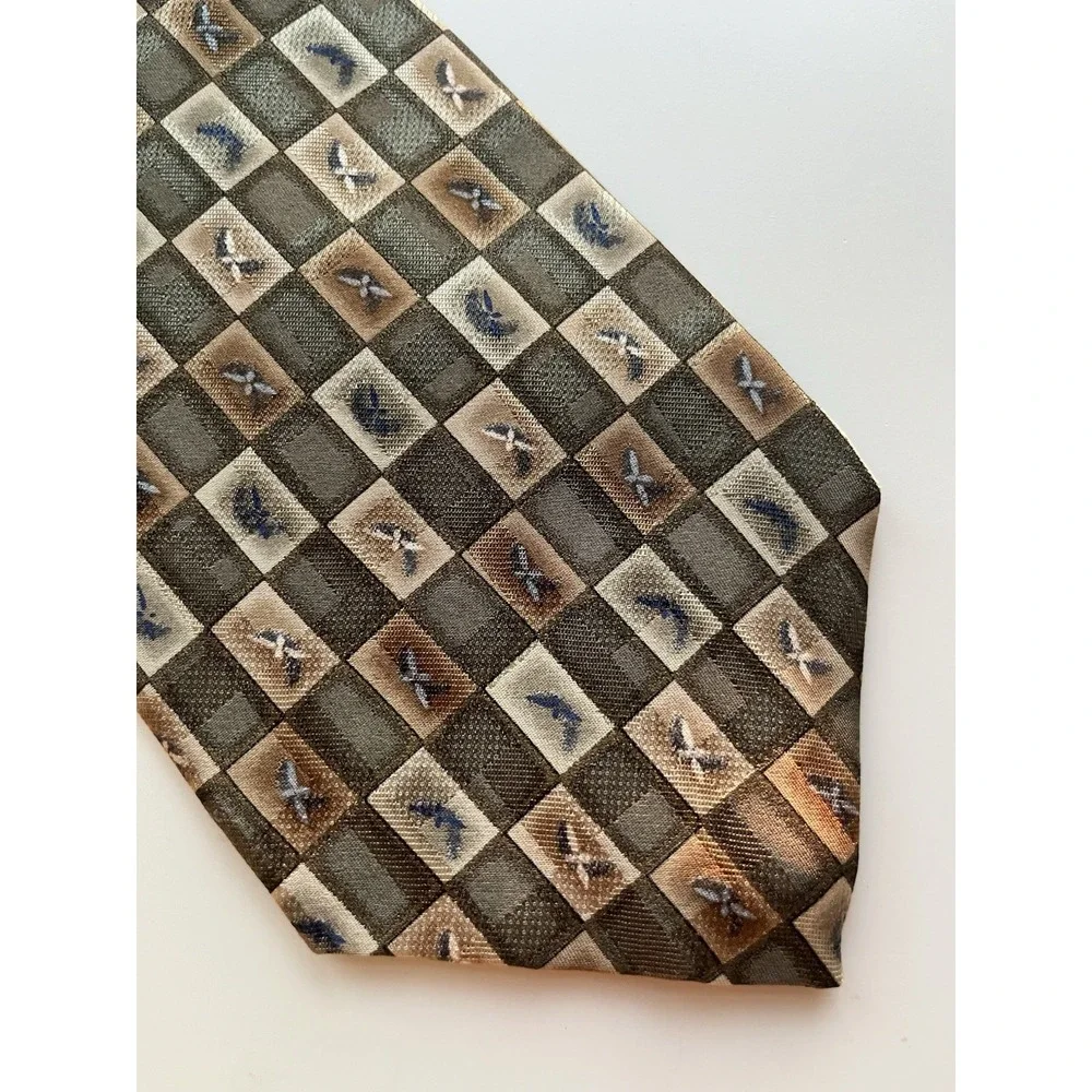 Polo Ralph Lauren Hand Made Neck Tie Green Geometric Short USA Made 56